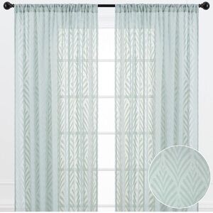 Chanasya Leaf Voile Sheer Curtains - 2-Panels